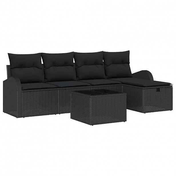 vidaXL Set pohovek 6 ks Černá polyratan