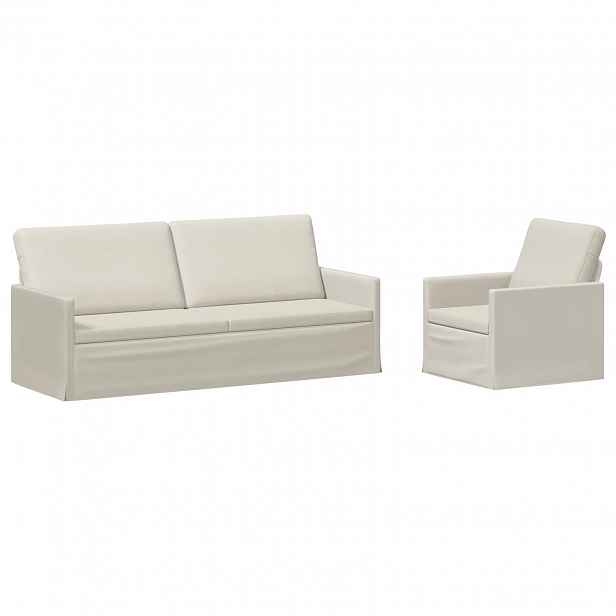 vidaXL Set pohovek 2 pcs Krémová Samet