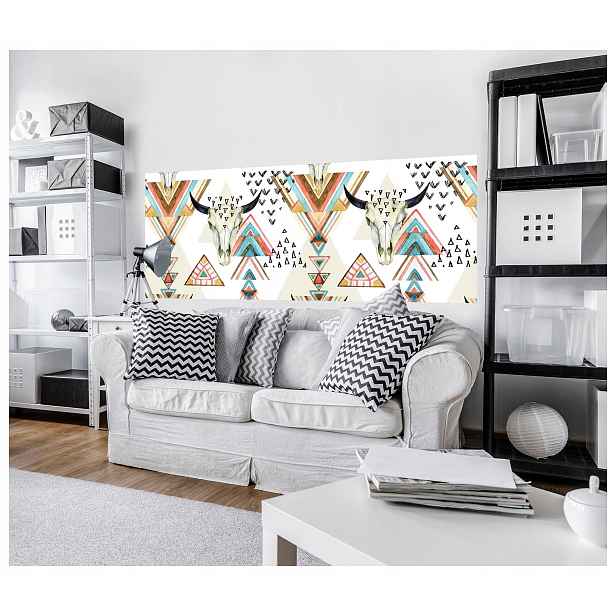Fototapeta Abstraktní geometrické lebky Bílá zvířata 250x104 lepidlo