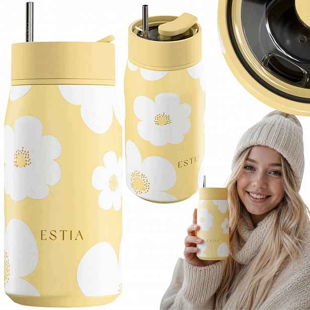 Termohrnek 360 ml na teplé studené nápoje Vzduchotěsný do auta S Brčkem