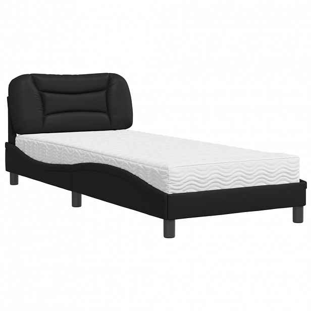 vidaXL Postel s matrací Hvar černá 90 x 190 cm umělá kůže