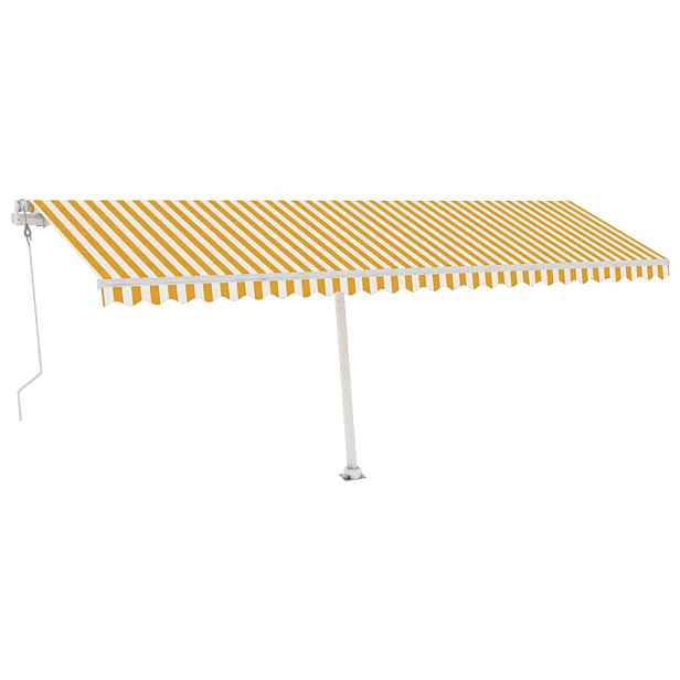 vidaXL Elektrická markýza 6 x 3,5 m žluté a bílé pruhy 100% polyester