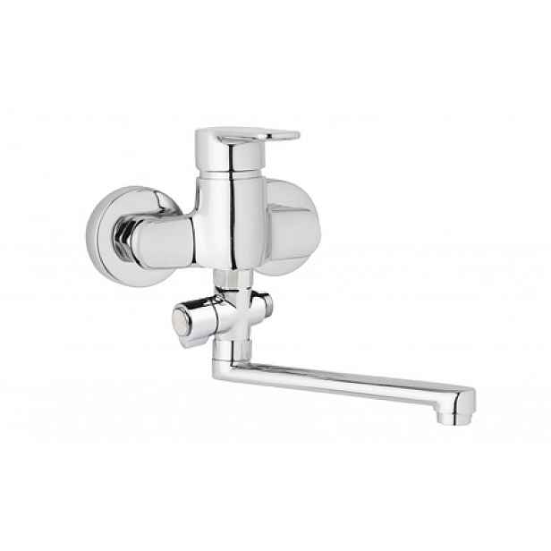 JB Sanitary MIRAM M103210 - Nástěnná umyvadlová a sprchová baterie MIRAM 100 mm; otočný přepínač; bez příslušenství; ramínko 300 mm