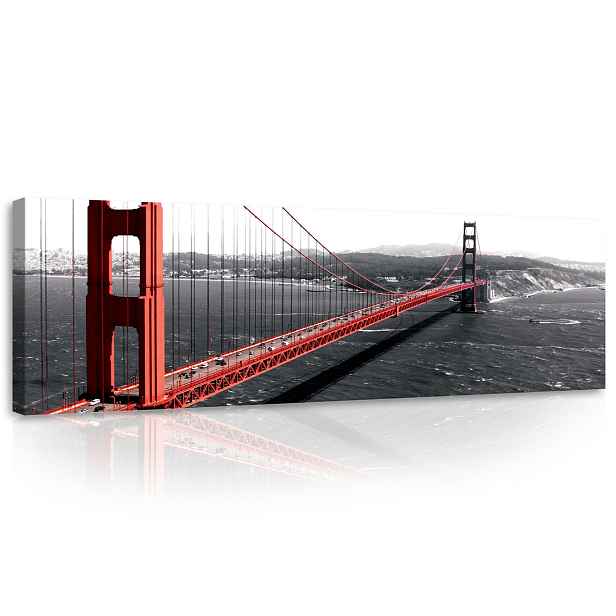 Obraz Do Obývacího Pokoje Ložnice Červený Moderní Most San Francisco XXL 145x45