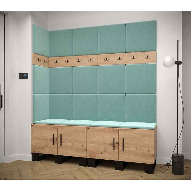 Předsíňová sestava RUMIE 12 - dub artisan, mátové panely