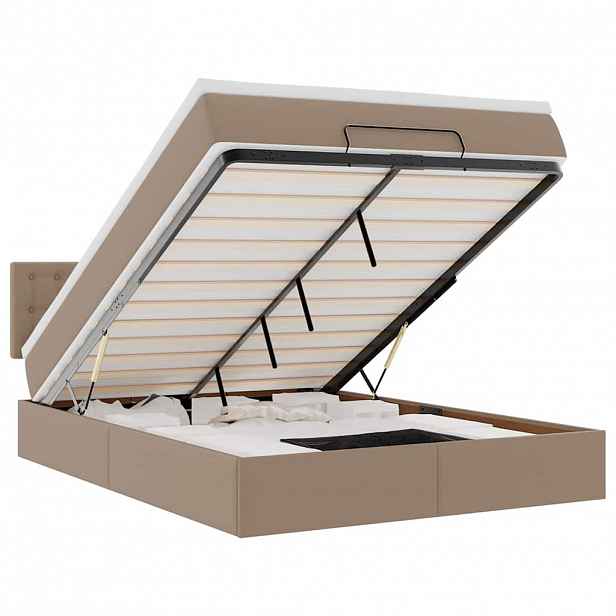 vidaXL Osmanský postel s matracemi&LED cappuccino 140x190cm umělá kůže