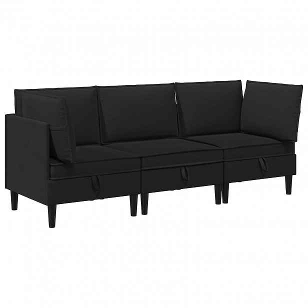 vidaXL Sada nábytku do obývacího pokoje 3 ks Černá Textil