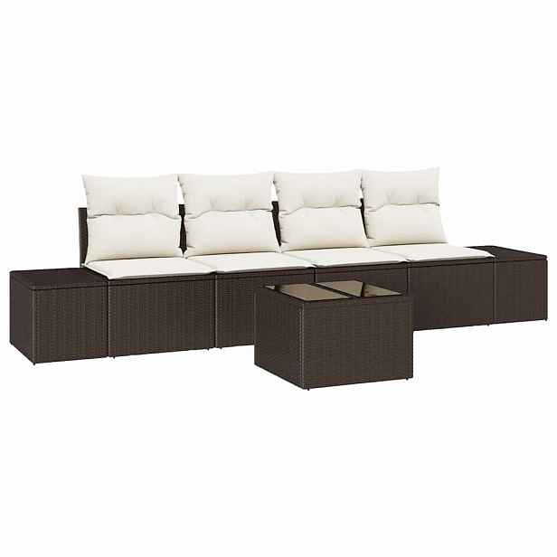 vidaXL Set pohovek 5 ks Hnědá a krémová polyratan