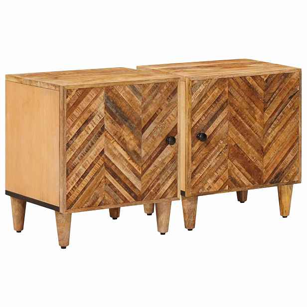 vidaXL Noční stolek 2 ks Hnědá 40 x 33 x 46 cm Masivní mangové dřevo