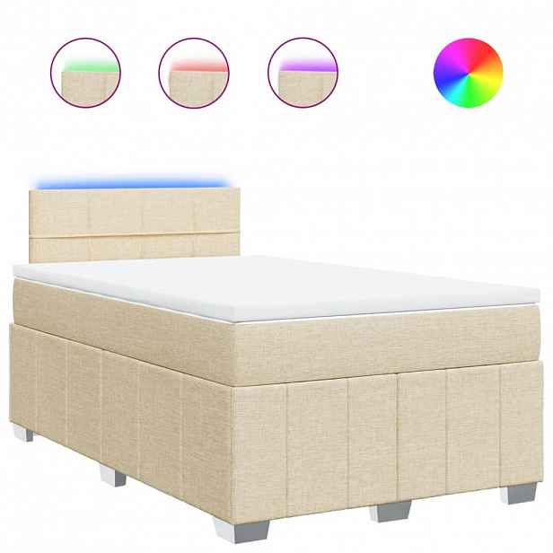 vidaXL Box spring postel s matrací krémová 120x200 cm textil