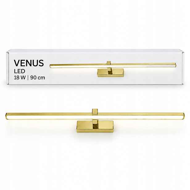 Koupelnové nástěnné svítidlo Venus 18W 90 cm zlaté Led pro zrcadlo 4200K IP44 1100lm