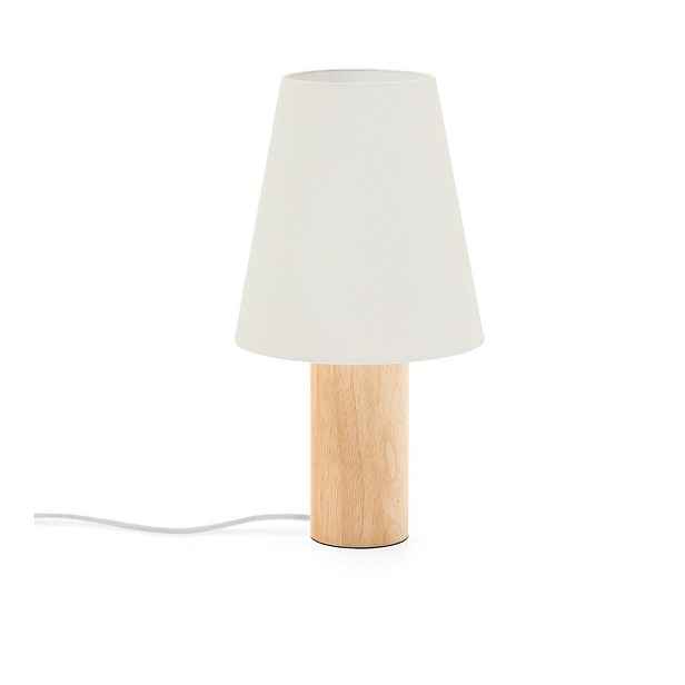 Bílá/v přírodní barvě stolní lampa z kaučukového dřeva s textilním stínidlem (výška 49,5 cm) Marga – Kave Home