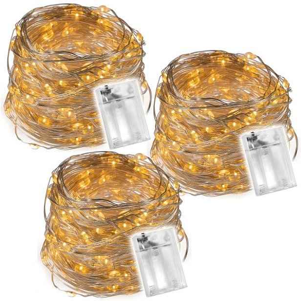 Sada 3 kusů světelných drátů 60 LED, teplá bílá