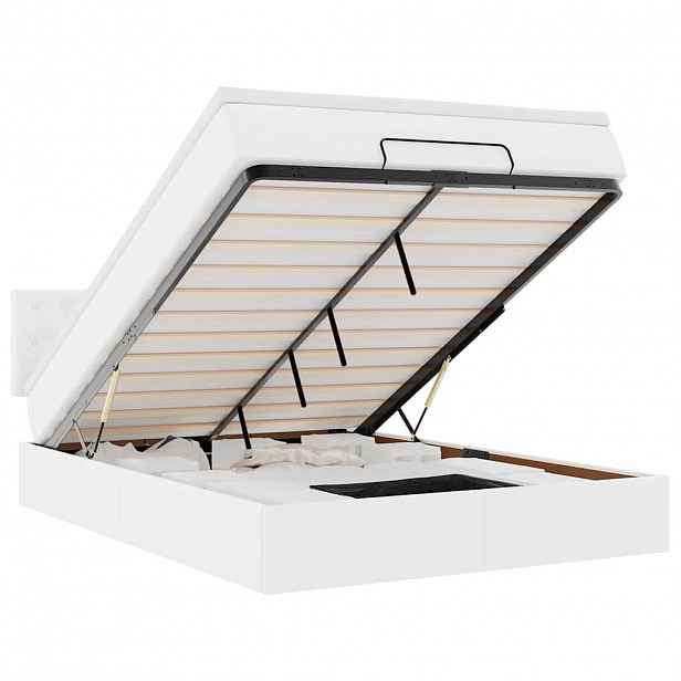 vidaXL Osmanský postel s matracemi&LED čistě bílý 140x200cm umělá kůže