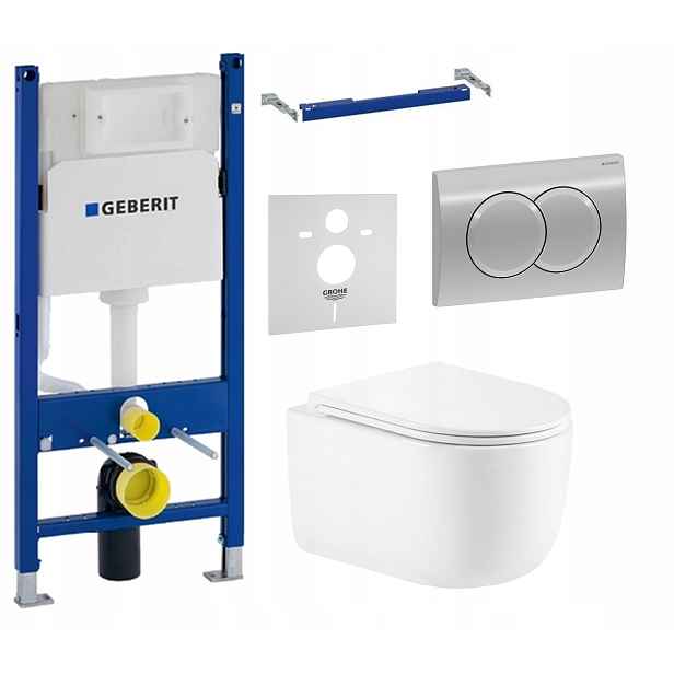 Podomítkový Wc set Geberit s podstavcem, Wc mísa Tornado tlačítko Chrom