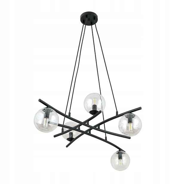 Závěsná lampa lustr černá skleněné koule do obývacího pokoje moderní 5 bodů Emibig