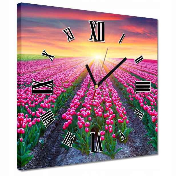 30x30 Hodiny Moře tulipánů Tulipány