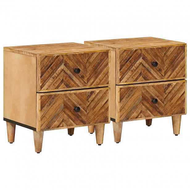 vidaXL Noční stolek 2 ks Hnědá 40 x 33 x 46 cm Masivní mangové dřevo