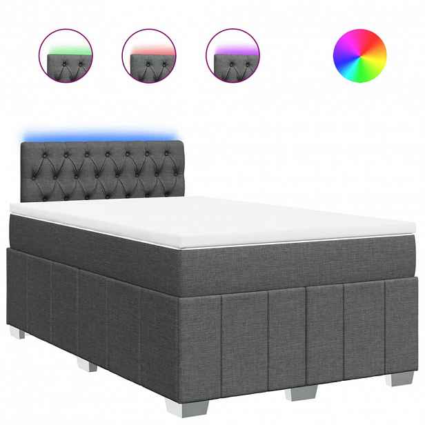 vidaXL Box spring postel s matrací tmavě šedá 120x200 cm textil