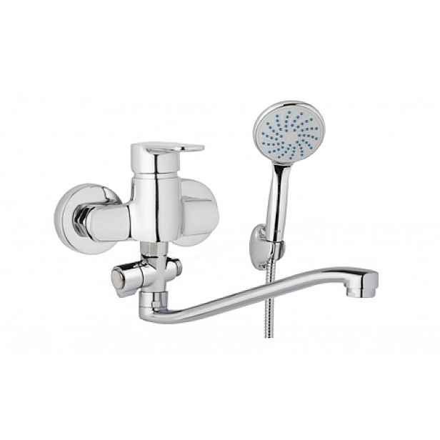 JB Sanitary MIRAM M103241 - Nástěnná umyvadlová a sprchová baterie MIRAM 100 mm; otočný přepínač; s příslušenstvím; S ramínko 300 mm