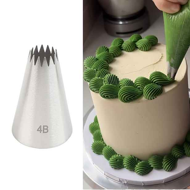 TEMU Hvězdicová zdobící #4B, profesionální kovová zdobící , opakovaně použitelná, vhodná pro zdobení dortů, muffinů a cupcakes