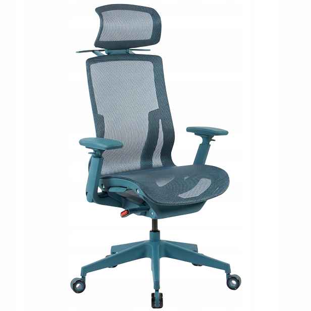 Tyrkysové křeslo k psacímu stolu 135 kg Ergonomické otočné s 3D područkami