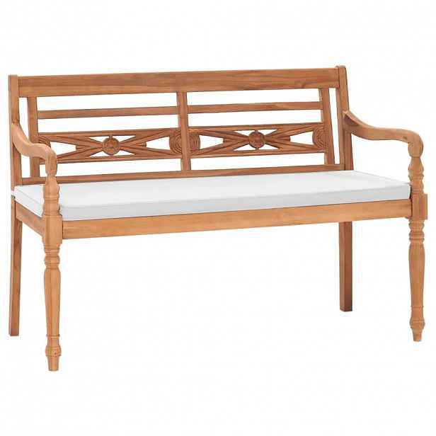 vidaXL Lavice Batavia s poduškou 120 cm teak