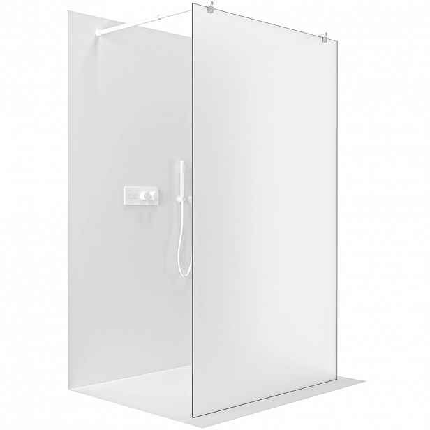 Sprchová zástěna Walk-in Onyx Duo L/P - 8 mm - kulatá vzpěra - bílá matná, mléčné sklo - 70x200 cm