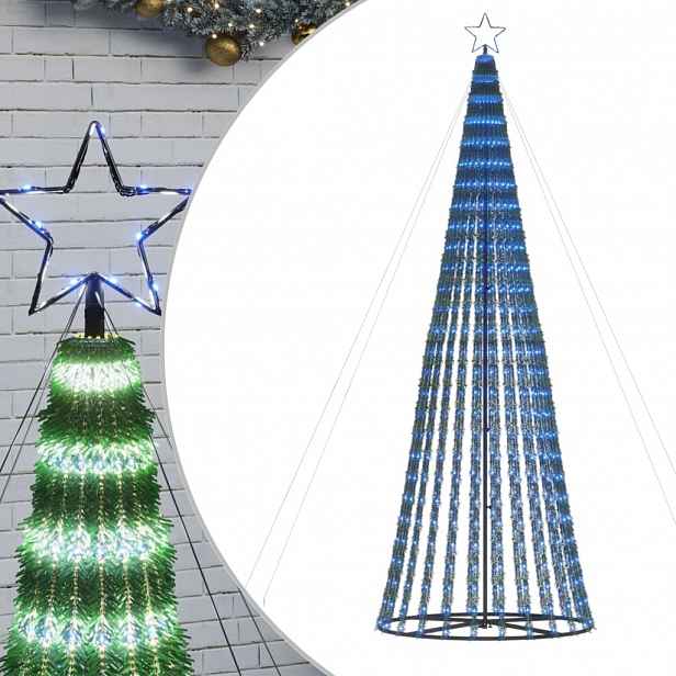 vidaXL LED vánoční stromek 688 modrých LED diod 300 cm
