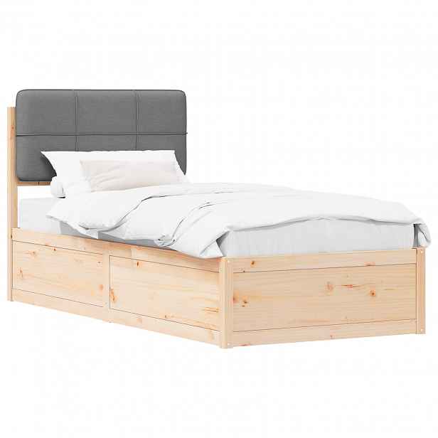 vidaXL Rám postele s čalouněným čelem s čelo Světle šedá 100 x 200 cm