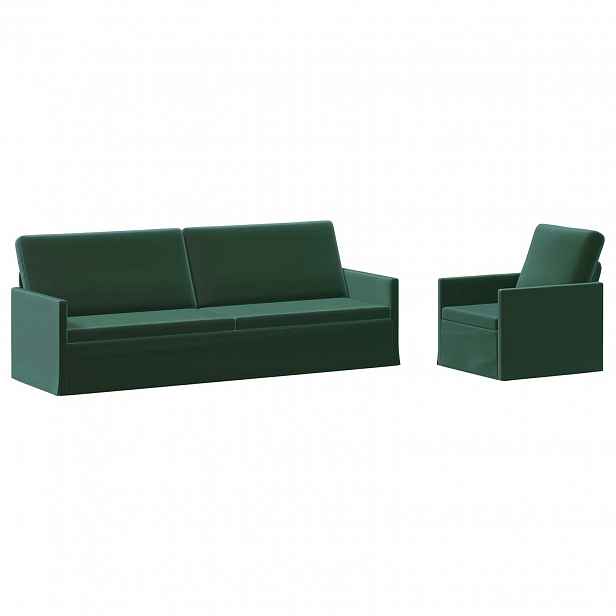vidaXL Set pohovek 2 pcs Tmavě zelená Samet