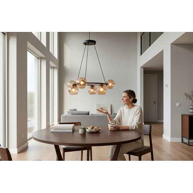Euro-Lamp Závěsná lampa Ring 6 černé medové stínidlo Výrobce