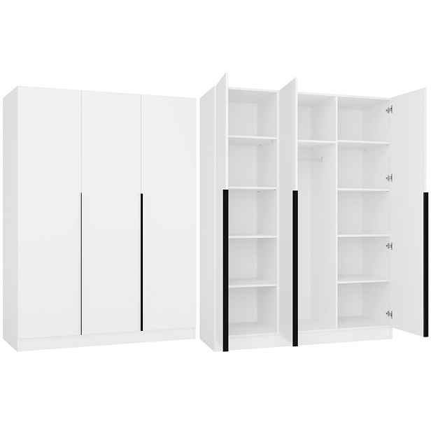 TP Living Šatní skříň Senso 3D 150 cm bílá/černá