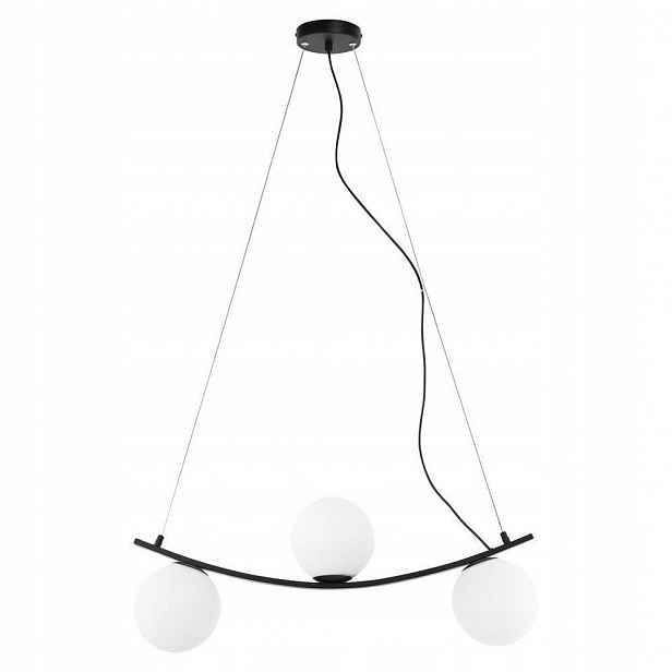 Moderní tříbodová závěsná lampa se skleněnými koulemi