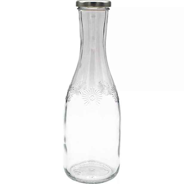 Skleněná láhev na šťávu Gastro 750 ml, stříbrné víčko, sada