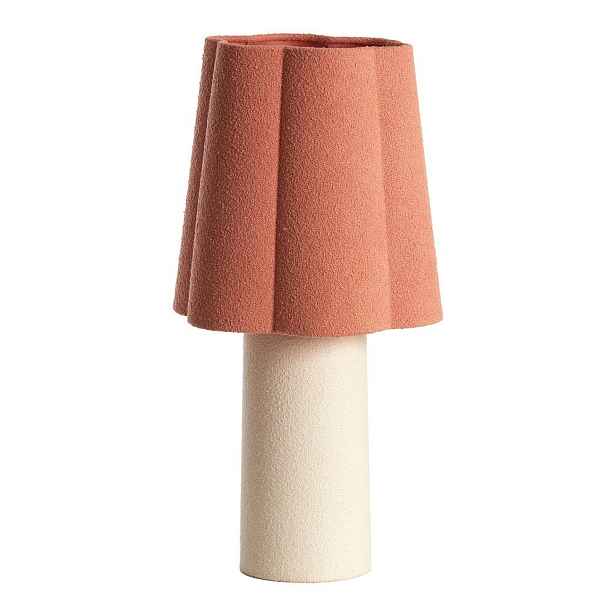 Stolní lampa v lososové barvě/krémová s textilním stínidlem (výška 50 cm) Musaby – Light & Living