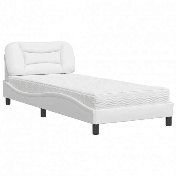 vidaXL Postel s matrací Hvar bílá 90 x 200 cm umělá kůže
