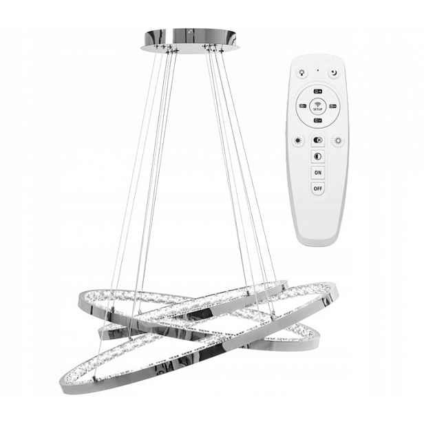 Led Závěsná Stropní Křišťálová Lampa Stříbrná S Dálkovým Ovládáním Ring Toolight