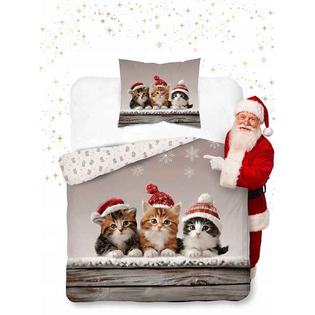 Povlečení Kočičky Merry Christmas 140x200