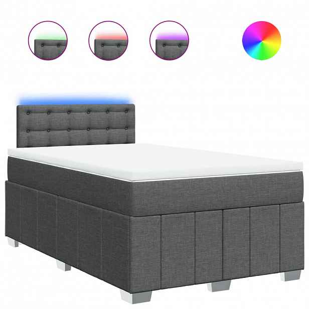 vidaXL Box spring postel s matrací tmavě šedá 120x200 cm textil