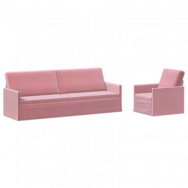 vidaXL Set pohovek 2 pcs Růžová Samet