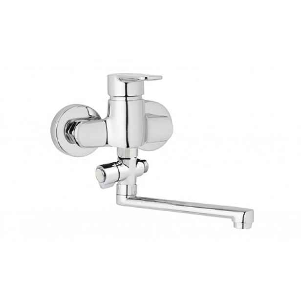 JB Sanitary MIRAM M103200 - Nástěnná umyvadlová a sprchová baterie MIRAM 100 mm; otočný přepínač; bez příslušenství; ramínko 200 mm