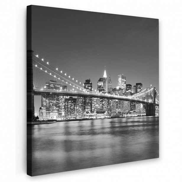 MuchoWow OBRAZ NA PLÁTNĚ New York - Most - Brooklyn - Černobílý - Architektura 20x20 cm