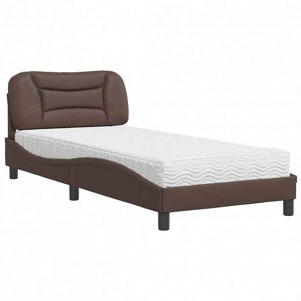 vidaXL Postel s matrací Hvar hnědá 90 x 200 cm umělá kůže
