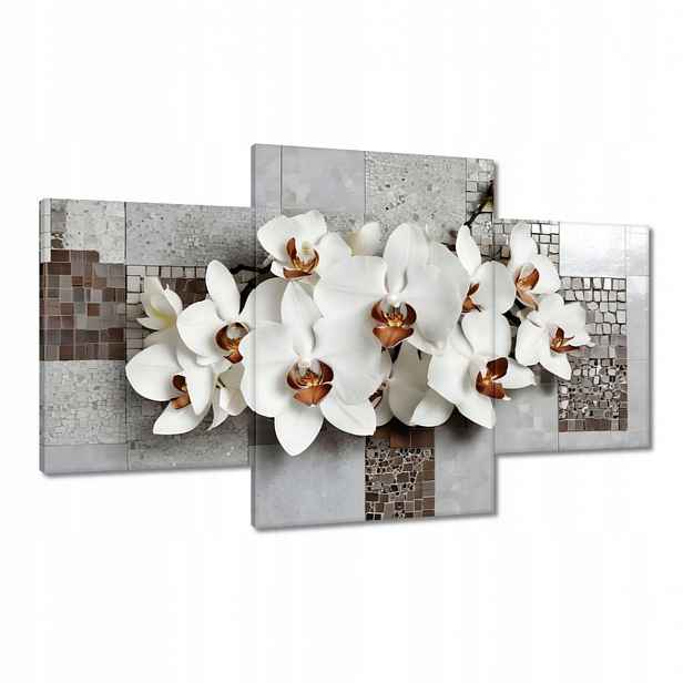 Obrazy 100x60 Bílé orchideje a mozaika
