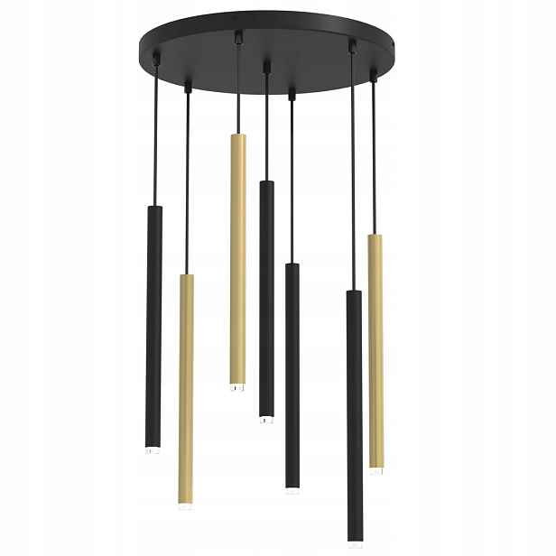 Kaskádová závěsná lampa černá zlatá kulatá, moderní do obývacího pokoje Milagro