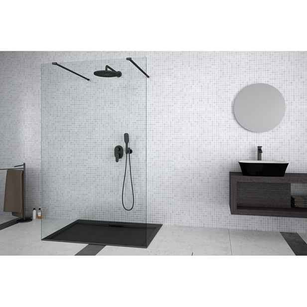 BESCO Walk-in sprchová zástěna do prostoru AVEO DUE BLACK 100 cm; černá; čiré sklo