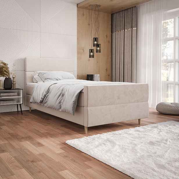 Kontinentální jednolůžková postel 100x200 ANGELES PLUS 1 - béžová