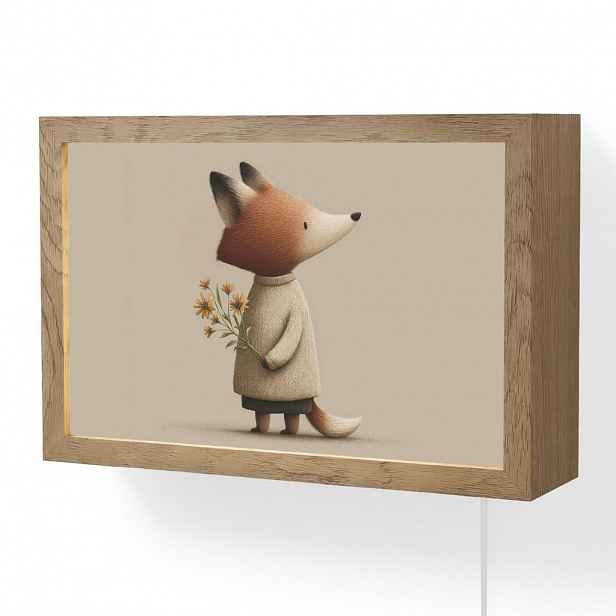 OnlyWow NÁSTĚNNÁ LAMPA Liška - Žluté květy - Minimalistický 30x20 cm