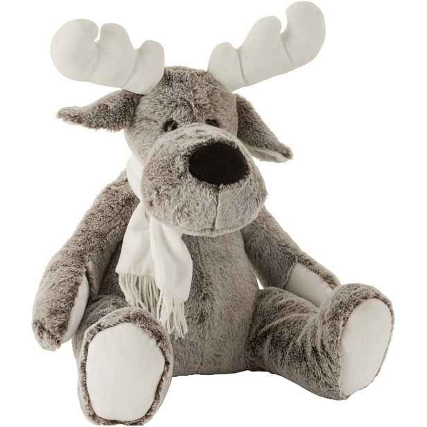 Veliký šedý plyšový los se šálou Cuddly Toy Elk – 36*31*40 cm J-Line by Jolipa